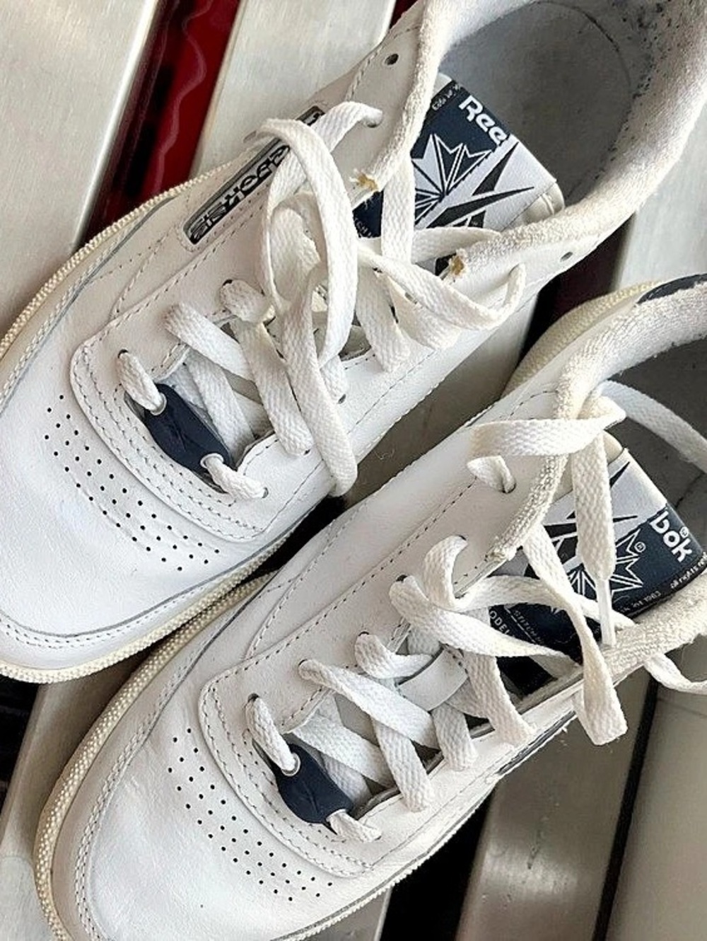 Reebok Club C 85 Vintage Leather Sneakers White & Blue US 6.5